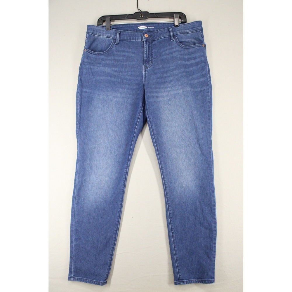 Old Navy Super Skinny Jeans Womens 14 Medium Wash Stretch Denim Mid Rise Blue
